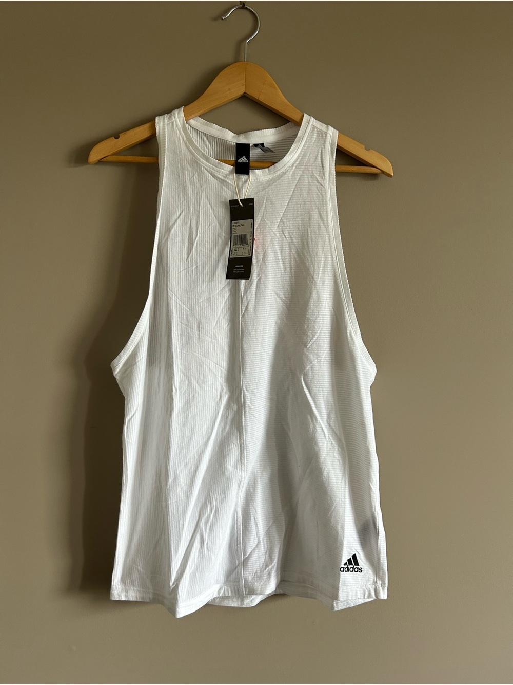 adidas White Men's Athletic Tank Top with Logo